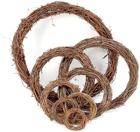 4 Inch Grapevine Wreath, 4pcs Rattan Branch Plaim Wreath for Crafts