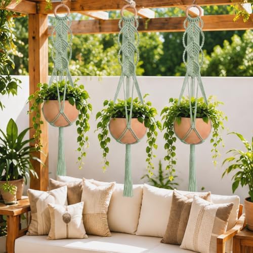 Shappy 1 Pack Boho Macrame Plant Hanger for Indoor