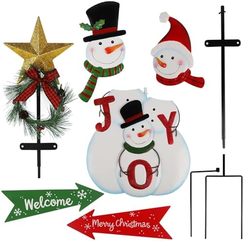 Outdoor Christmas Decorations, 50" Height Christmas Snowmen Yard Signs with Metal Stake, Xmas Yard Welcome Decorative for Holiday New Year Winter Walkway Garden Pathway Patio Lawn