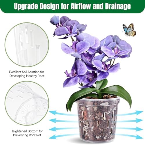 TRUEDAYS Orchid Pot, 6 Pack 6 Inch Plant Pot with Drainage