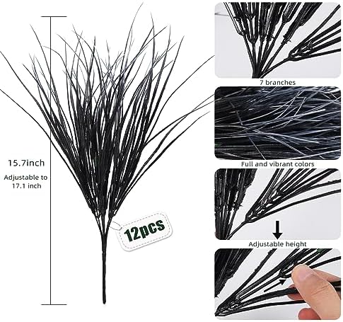 RECUTMS Black and White Plants Halloween Faux Bush Artificial Onion Grass