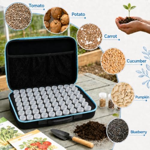 ScrollSavor 140 Slots Waterproof Seed Organizer Box with 20 Seed Envelopes