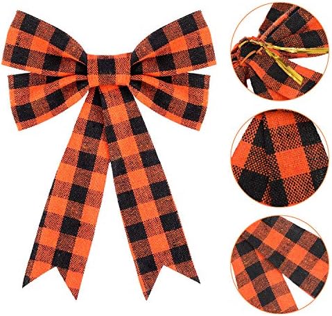 WILLBOND 18 Pcs Fall Bows for Wreath Halloween Autumn Bow, Orange
