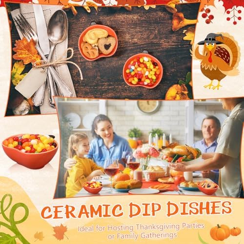 10 Pcs Fall Ramekins 6 oz Oven Safe Pumpkin Ceramic Ramekins Small Creme Dishes Dipping Pumpkins Baking Dish Thanksgiving Pumpkin Shaped Bowl Plates for Kitchen Party Snack Serving Dip Sauce Condiments