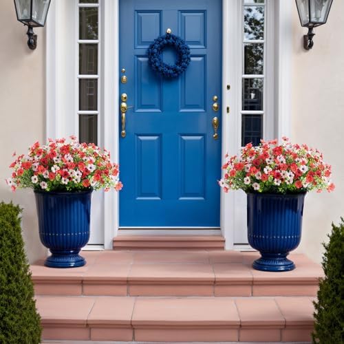 INXUGAO Artificial Fake Flowers Hanging Basket for Outdoor Decoration