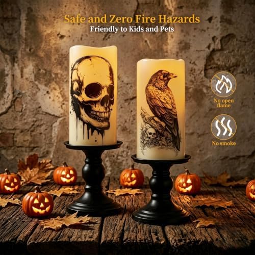Amagic 3"x6" Halloween Flameless Candles, Waterproof LED Pillar Candles