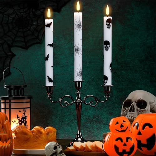 Eldnacele Halloween Decals Flameless Taper Candles with Remote and Timer