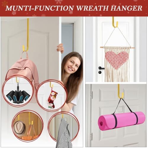 2 Pack 12" Metal Wreath Hanger for Front Door Non-Scratch, Gold