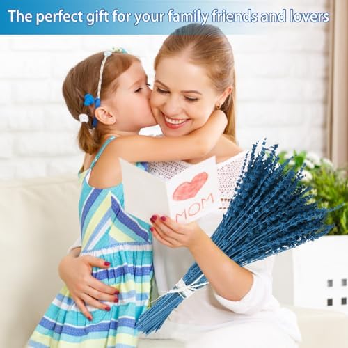 Glicrili Dried Lavender Flowers Real Stems Blue Bouquet for Vase Decor