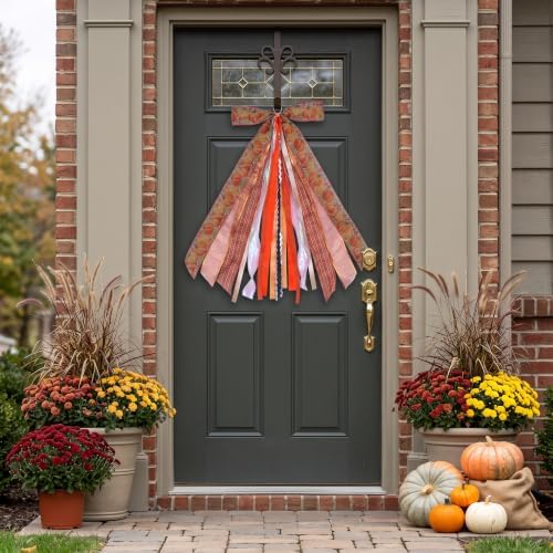 Fall Wreath Sash Autumn Wreath Bow, 12 * 23.6" Thanksgiving Bow Decorations
