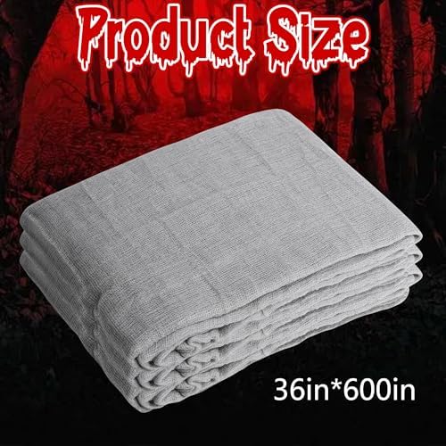 600''x36''Large Halloween Creepy Cloth, Spooky Gauze Party Decoration,Grey