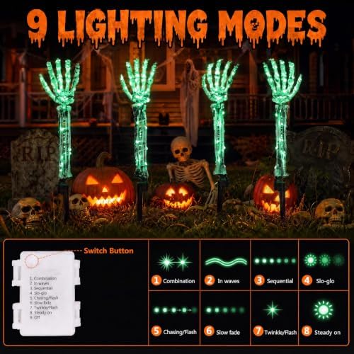 4-Pack Green 160LED Skeleton Arm Halloween Outdoor Decor