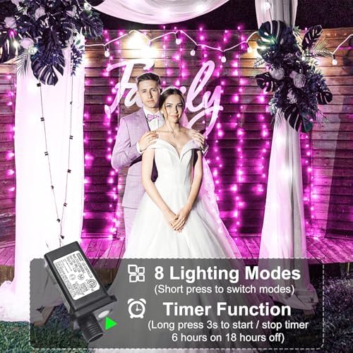 100FT 300LED Christmas Lights Outdoor, Christmas Tree Lights, Pink