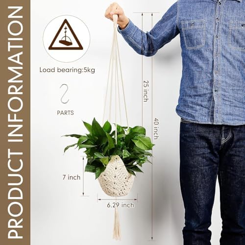 Shappy 1 Pack Boho Macrame Plant Hanger for Indoor