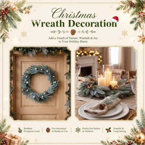 Yunlly 40 Pcs Christmas Artificial Pine Needle Branches, Simple
