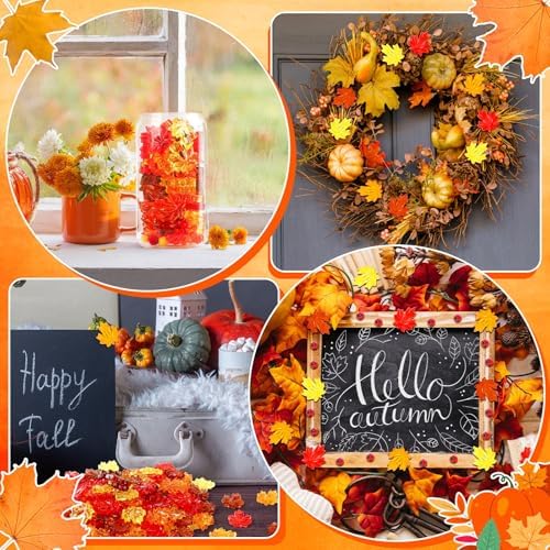 60Pcs Fall Thanksgiving Ornaments, Maple Leaves Vase Filler