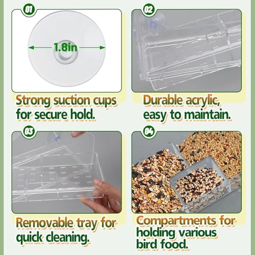 MEWTOGO Outdoor Window Bird Feeder for Cats Viewing, Large