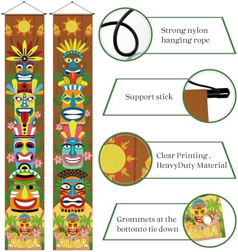 OHOME Luau Party Decorations - Hawaiian Porch Banner Backdrop Yard Signs Decor - Hawaiian Themed Party Decorations - Summer Beach Tropical Pool Tiki Themed Birthday Favors Accessories