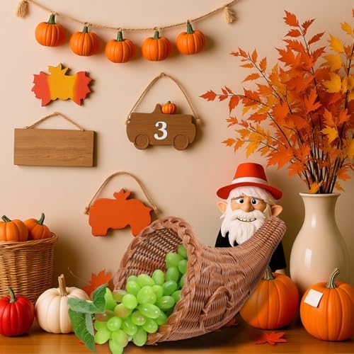 Kichvoe Small Cornucopia Basket: Handmade Grapevine Harvest Basket Rattan Fall Christmas Storage Container, Decorative Wicker Fruit Bread Serving Table Decor