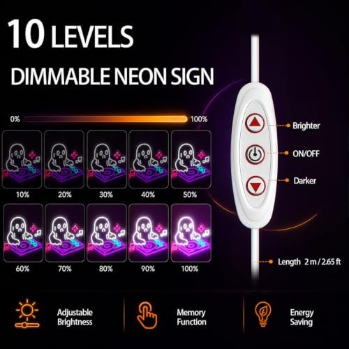DJ Ghost Halloween Neon Sign, Dimmable LED Music Neon Sign for Wall Decor