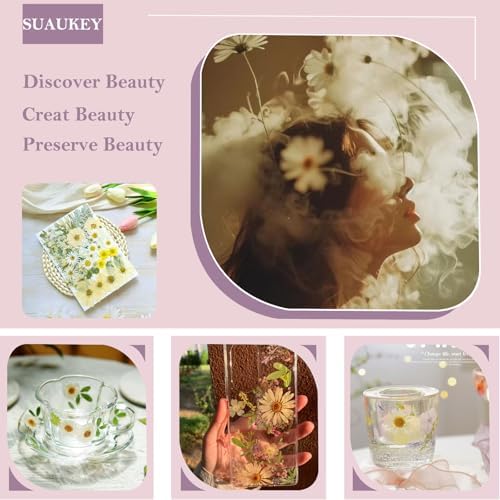 84 Pcs White Dried Pressed Flowers for Resin, Real Natural Bulk Dry Wildflowers Leaves Perfect for Epoxy Molds, DIY Crafts, Nails Soap Candles Jewelry Making, and Home Decor