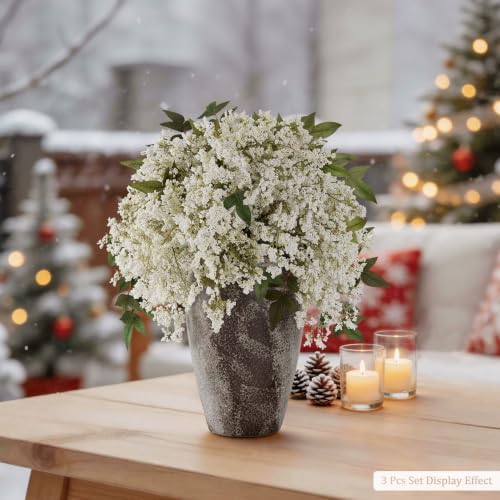 1 Pcs Artificial Berry Stem 36" Realistic Flowers Picks Branches Faux Stem Spray DIY for Holiday Seasonal Farmhouse Mantel DIY Home Decorations (White Green)