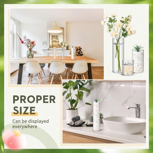 Nuogo 12 Pcs Clear Acrylic Cylinder Vases Wedding Centerpieces,12 Inch