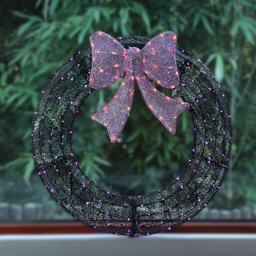 Karl home 36 in Pre-Lit Outdoor Christmas Wreath, 224 LED Lights, Purple