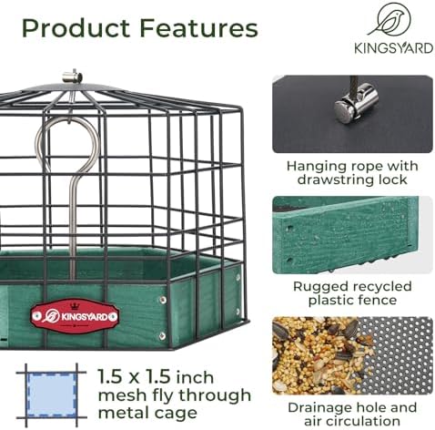 Kingsyard Squirrel Proof Platform Bird Feeder