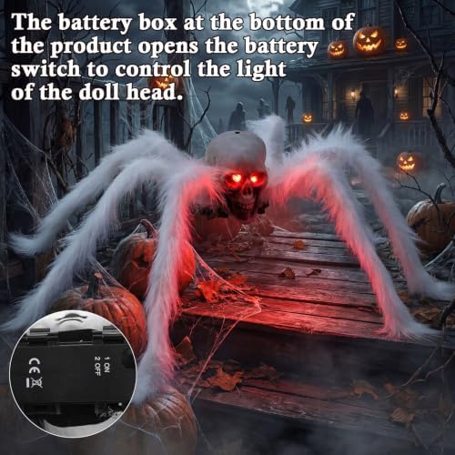 Suzile 3 Pack Halloween Skull Head Spider Light up Creepy Outdoor Decor