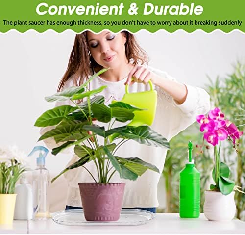 5 Pcs 14 x 4.6 Inch Plant Trays, Plastic Saucers for Window Sills, Clear