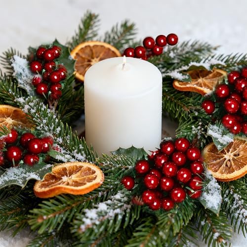 Lystaii 200pcs Artificial Holly Berries Mini 10 mm Christmas Fake Berries with Wire Stems Artificial Berry Fake Berry Stems Picks for Christmas Tree Decorations Wreath Wedding Party Decor (Wine Red)