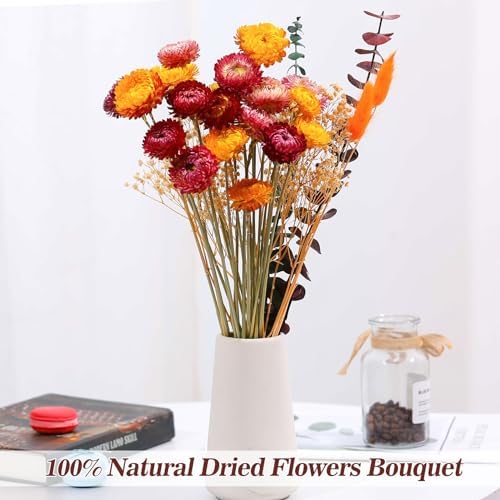 40 Pcs Dried Daisy Flower Bouquet, 17" Yellow Fall Flowers, Vase Filler