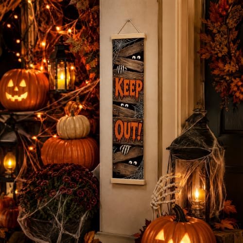 Halloween Banner, Keep Out Canvas Door Decor for Porch and Party