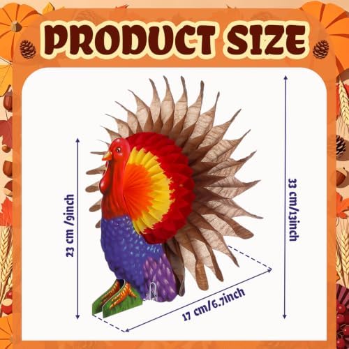 Fourluoo 12 Pcs Fall Thanksgiving Table Decor Turkey Honeycomb Centerpiece
