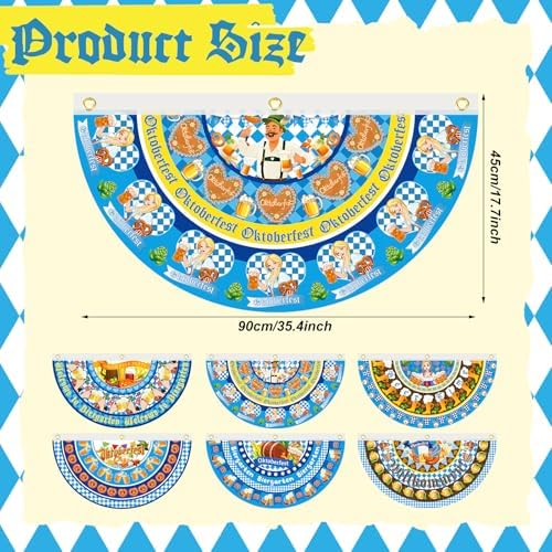 6 Pcs Oktoberfest Decoration Oktoberfest Fabric Bunting 1.5 x 3 ft