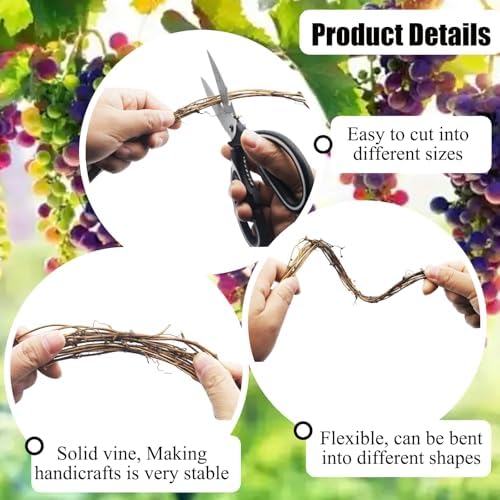 15 Feet Grapevine Garland DIY Crafts Natural Grapevine Twig Vines, 3 PCS Vines Garland Wreaths for Wedding Christmas House Holiday Door Vase Wall Decor