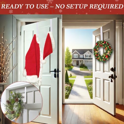 2 Pack 12" Metal Wreath Hanger for Front Door, Non-Scratch, White