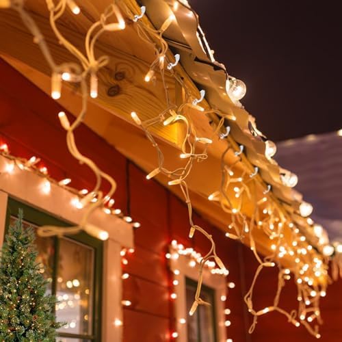 120 Pcs Outdoor Light Clips Hooks for String Lights - Christmas Hangers Gutter Clips for Hanging Halloween Village Accessories (Clear)