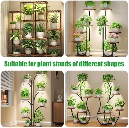 13 Inches Plant Growing Lamp Strips, Full Spectrum LED 3500K Grow Light for Indoor Plants with 3/9/12H Timer and 10 Dimmable Levels for Green House Hydroponics Succulent and Shelf, 4 Head 2 Pack