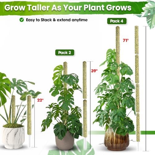 DUSPRO 2 Pack 22" White Stackable Mesh Moss Pole for Plants