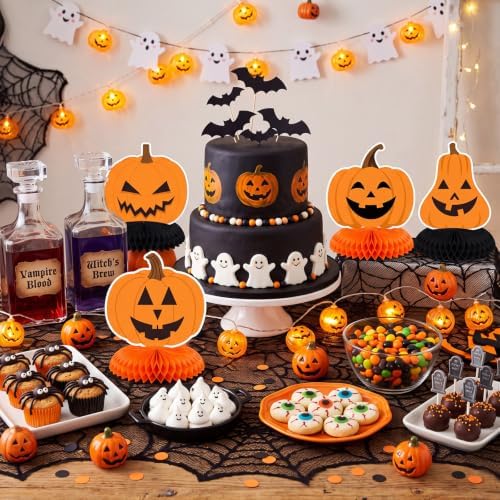 Funnymoom 10 Pcs Halloween Honeycomb Centerpieces Pumpkin Table Party Decor