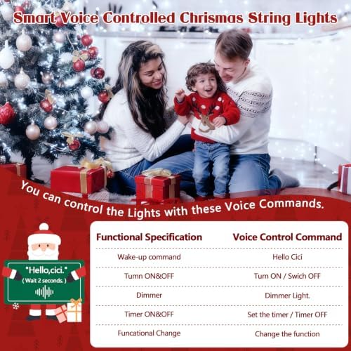 KAQ 240LED 88FT Christmas String Lights Voice Controlled Remote, Cool White