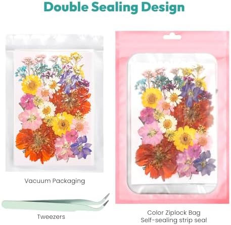 Dried Flowers, Resiners 58Pcs Pressed Flowers for Craft