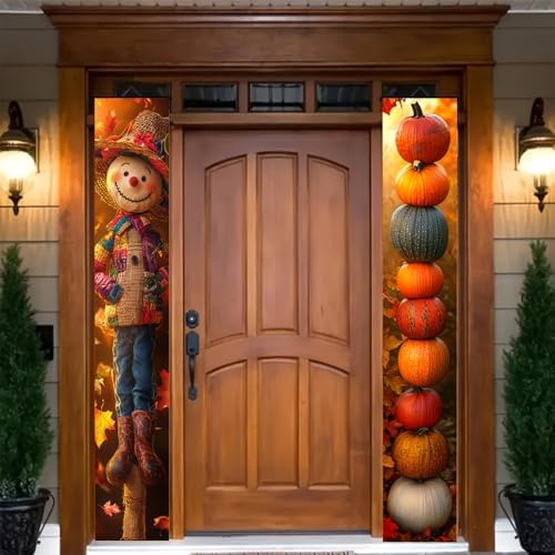 BlissYard Fall Scarecrow Porch Banner 12x71 Inch