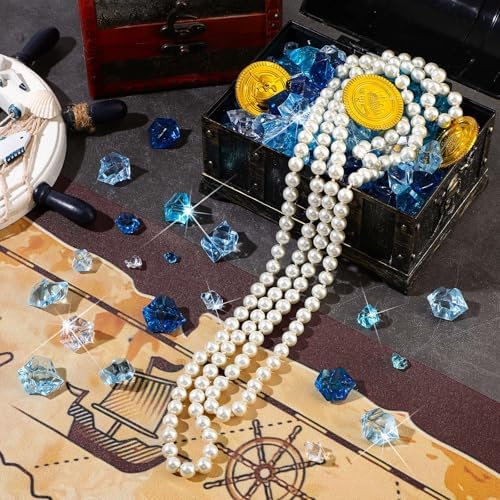 Syhood 570 Pcs Blue and Clear Acrylic Gems Winter Plastic Crystals