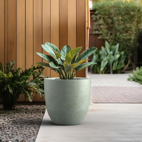 Kante Large Round Bowl Mint Green Concrete Planter 18" Dia, Outdoor
