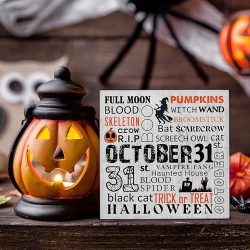 Halloween Decorations, October 31 Wooden Sign Decor Desk Sign