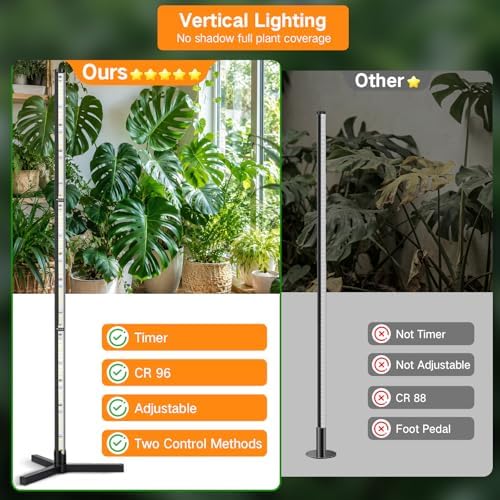 OUTON Standing Grow Lights for Indoor Plants, 48W Full Spectrum Plant Light