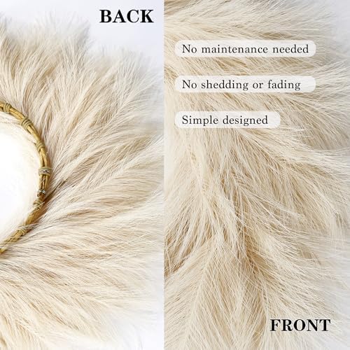 Sggvecsy Pampas Grass Wreath 26’’ Faux Pampas Wreath for All Seasons Artificial Pampas Wreath Christmas Decor Boho Wall Decor for Front Door Farmhouse Fall Autumn Xmas Spring Wreath Decoration (Biege)